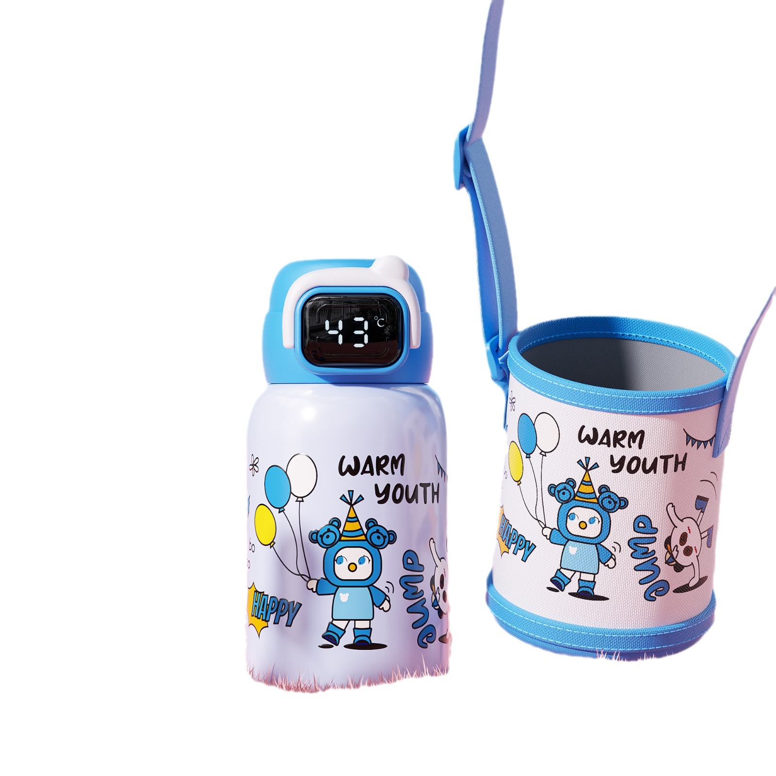 Wow Customized 316 stainless steel children's insulated cup, large-capacity cartoon double-drinking straw cup, high appearance level big-bellied cup Item Picture