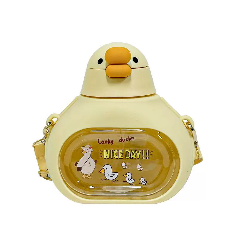 Cute duck straw cup, children's convenient and small Dudu goose water cup, creative outdoor super cute girls' cup gift Item Picture