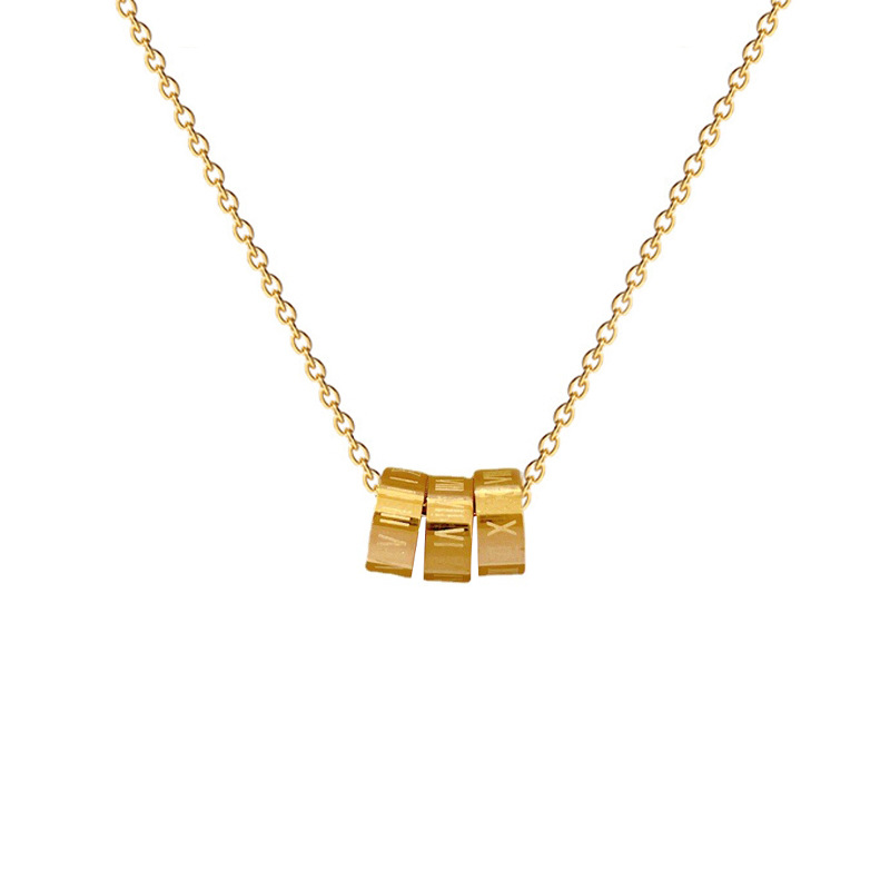 【 All-titanium Steel 】 Roman ring style, minimalist style, real gold necklace inside the furnace, women's ins collarbone chain Item Picture