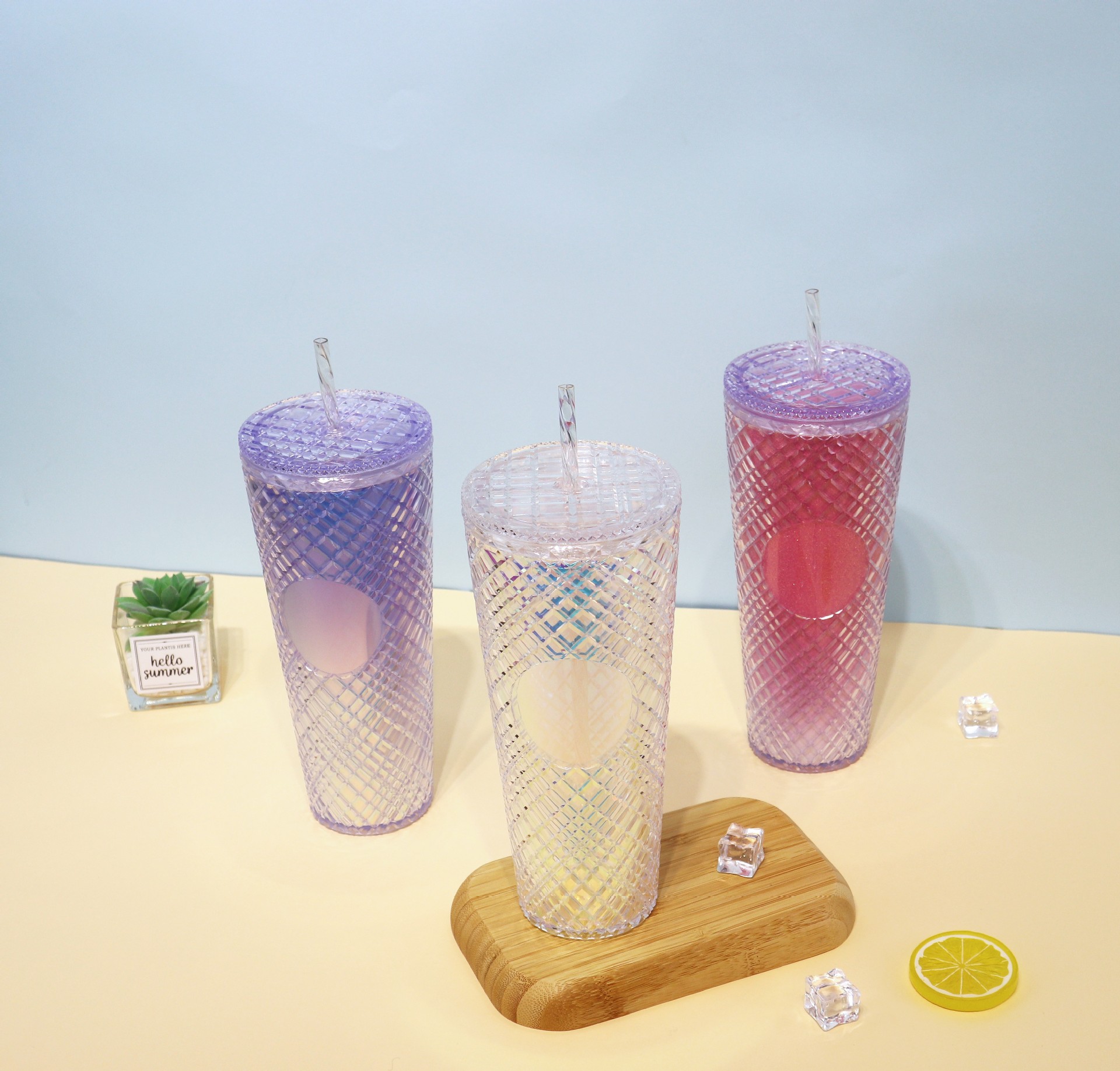 New rattan cup 710ml large-capacity plastic straw cup, cross-border European and American durian cup straw factory wholesale Specification drawing