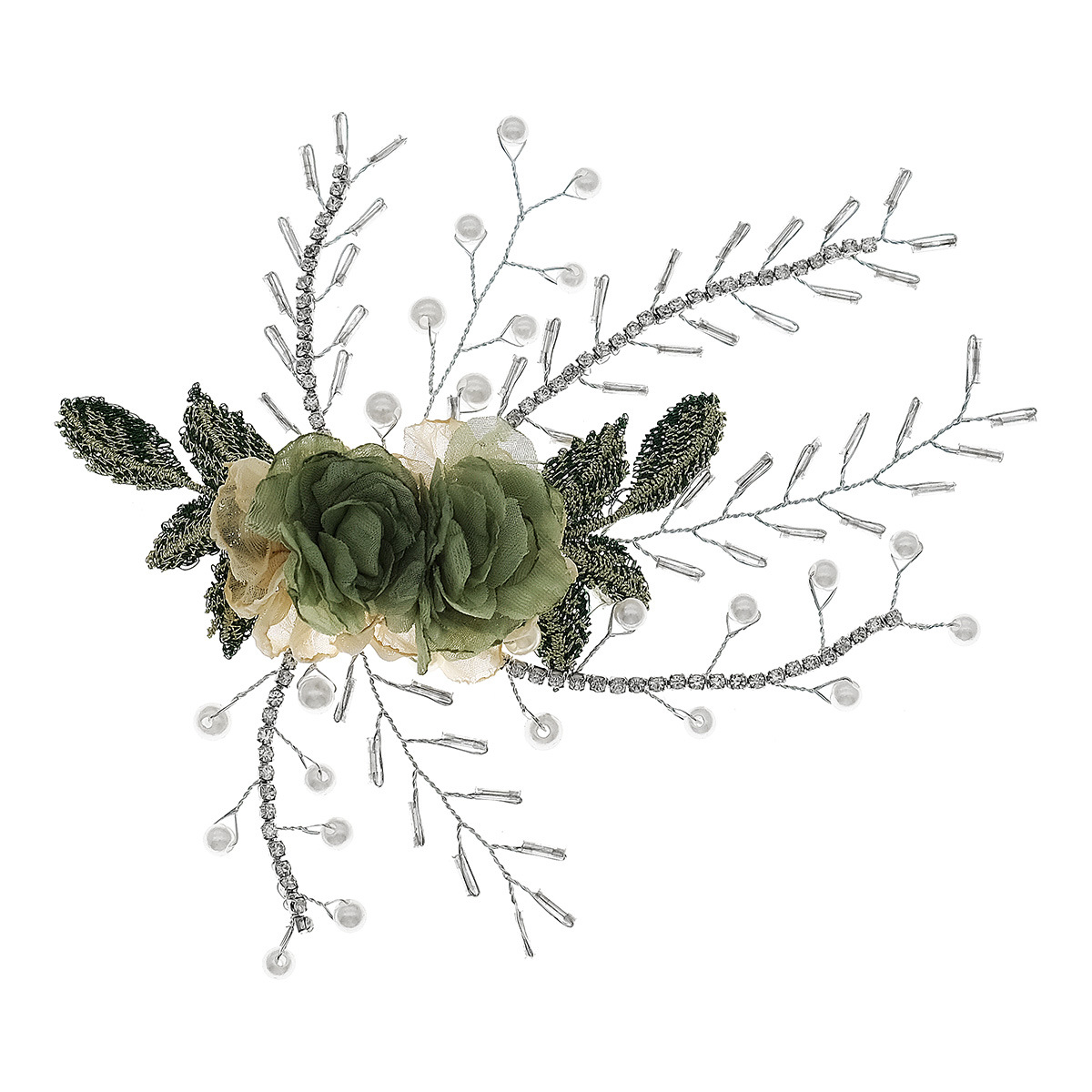 Cross-border bride headwear, forest-themed simulated flower hair comb, handcrafted fabric hair accessory, women's beach vacation accessory, hair clip and comb Item Picture