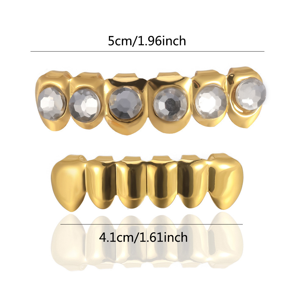 Wholesale of 2024 new hip-hop accessory braces from Europe and America with large diamonds and gold-plated rap braces Grills full figure