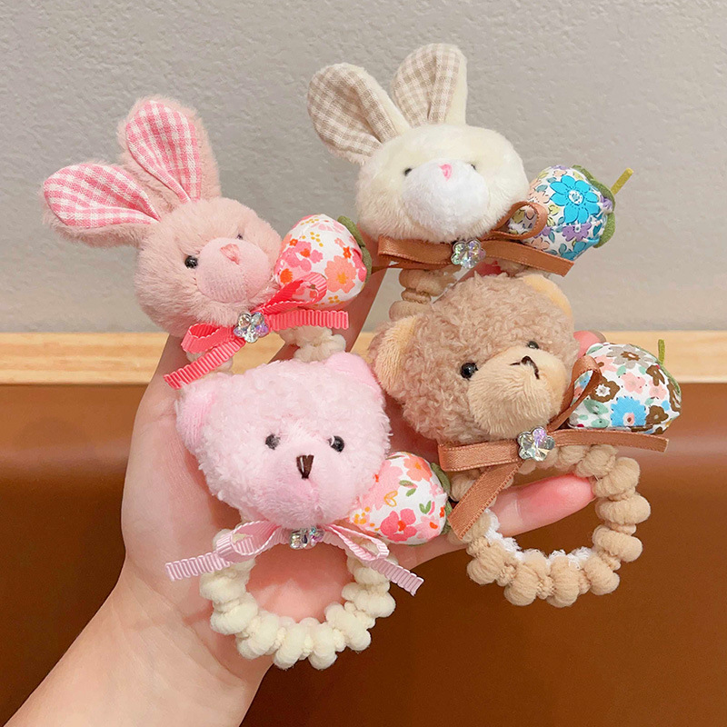 Cute plush rabbit, little bear, children's hair band, sweet little girl, high elastic elastic band, baby won't damage the hair tie full figure