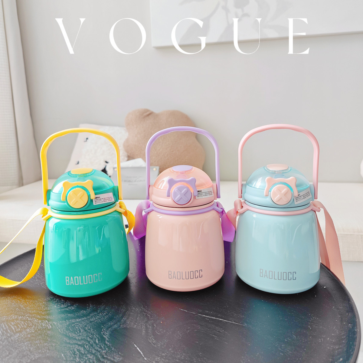 New large-bellied insulated cup, cute girl student couple water bottle, portable hand-held, fashionable and simple stainless steel cup Application Scenario