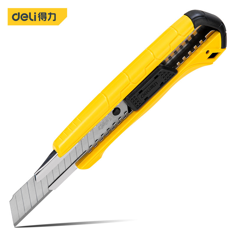 Deli Utility knife 18mm plastic-handled utility knife SK5 steel self-locking DL003 Wallpaper knife Paper cutter knife Other knives are beautiful full figure