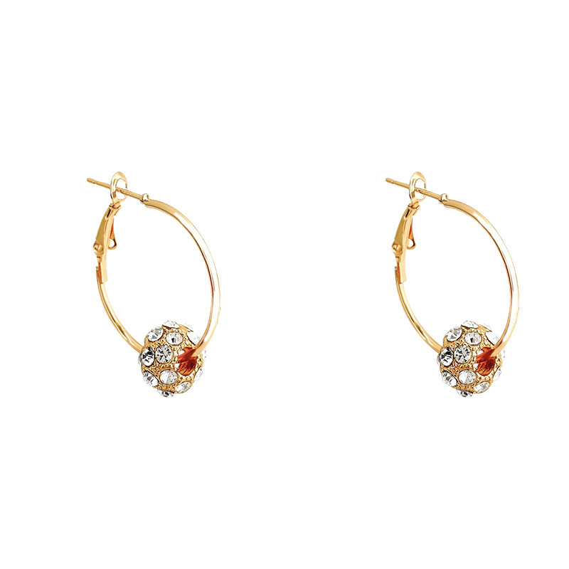 European and American cross-border fashion and individuality zircon ball ring earrings, irregular water diamond pendant earrings, 2025 new style earrings Item Picture