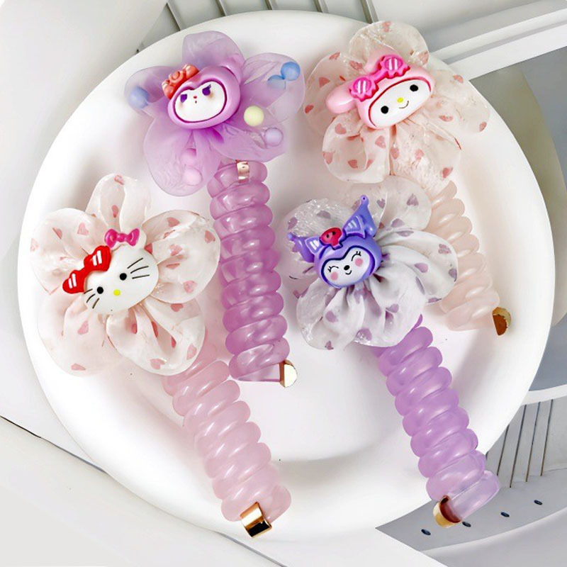 Children's curly telephone line hair tie, little girl bubble braid hair rope, high elasticity, no damage to hair, 2024 new style hair accessory full figure