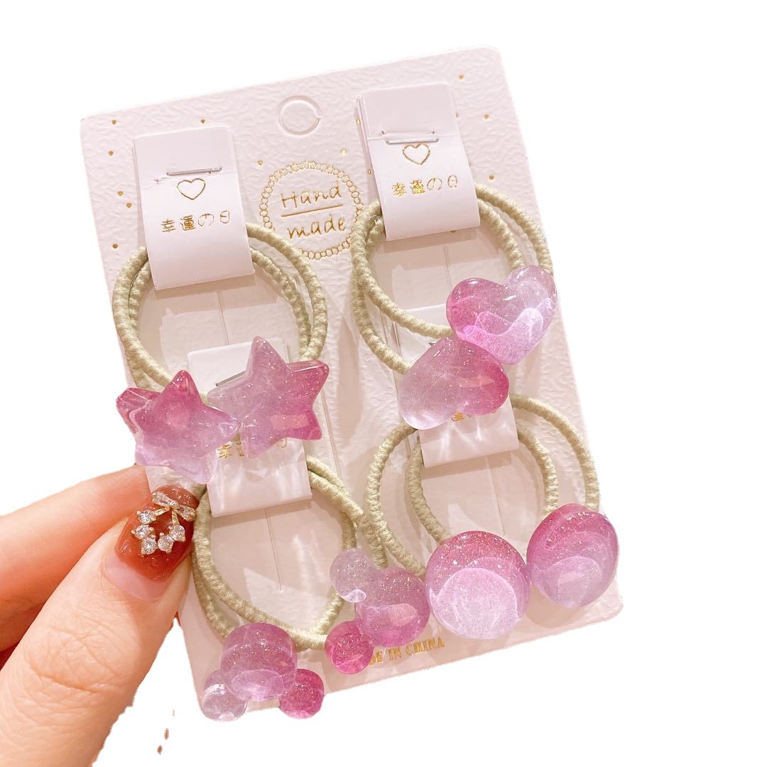 Korean version transparent and cute children's little rubber band princess headwear, simple hair tie, no damage to baby's hair, colorful headband Item Picture