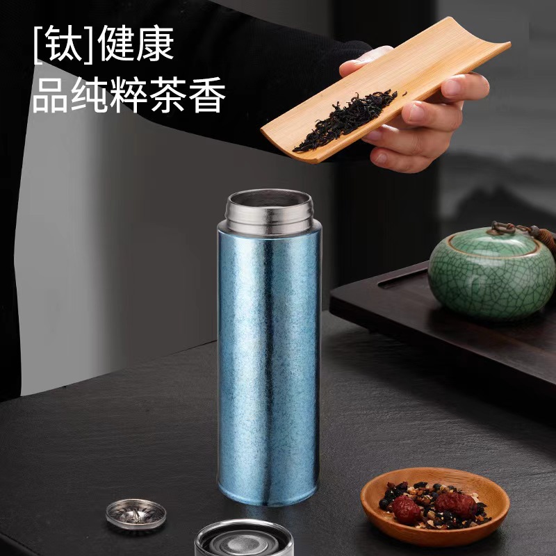 Pure titanium double-layer vacuum insulated cup, high appearance level, health-preserving pure titanium cup, business office water cup, advertising gift cup logo Specification drawing