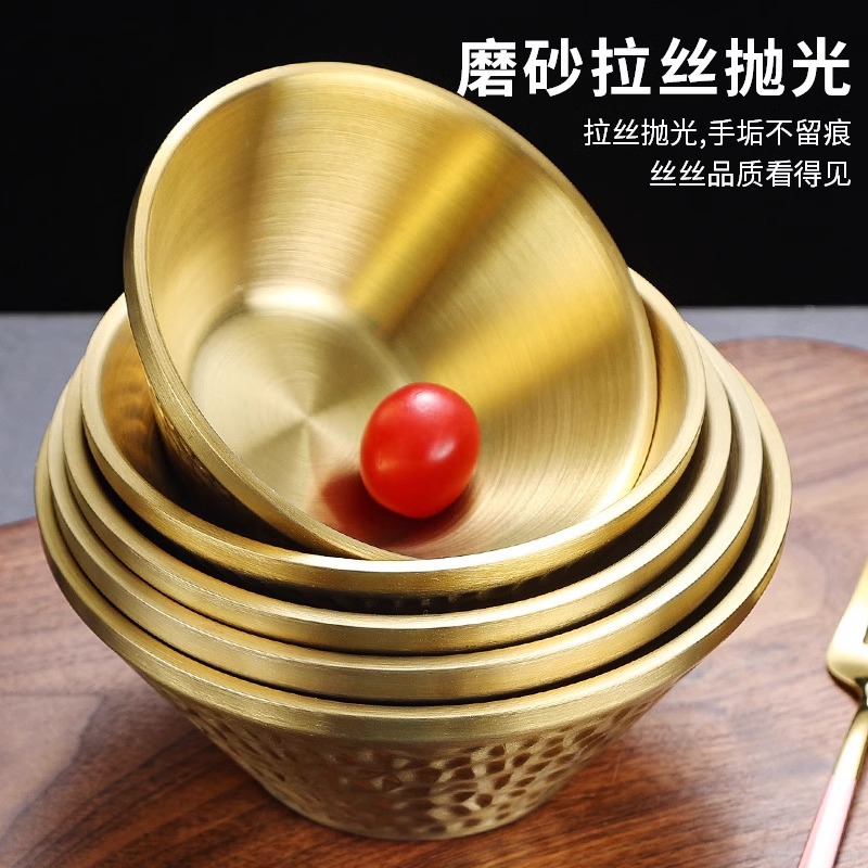 304 stainless steel salad bowl, double-layer hammer-textured cold noodle bowl, V-shaped bowl, conical bowl, dessert smoothie bowl, commercial ramen bowl Application Scenario