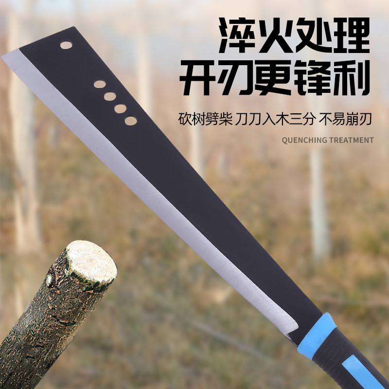 Diesel knife, manganese steel, double-color handle, large knife, woodcutting knife, outdoor tree cutting, agricultural firewood knife, double-cutting mountain opening knife Specification drawing