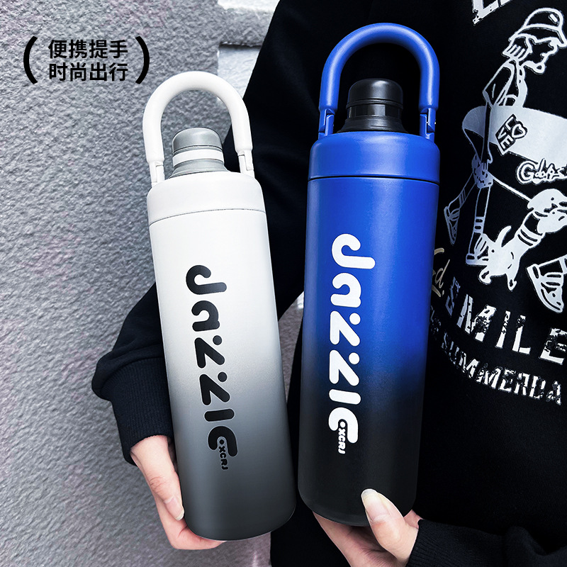 New minimalist sports insulated cup, outdoor large-capacity fitness water bottle, portable direct drinking and tea-making stainless steel cup details Picture