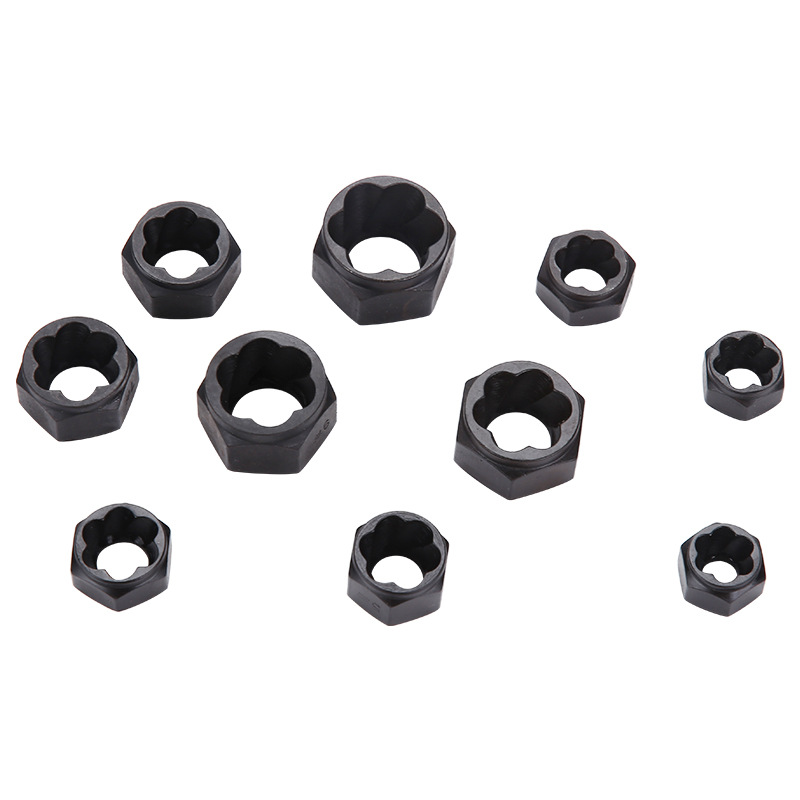 Factory direct sales of low-grade ten-piece sets of hexagon nuts with socket heads, damaged nuts and bolts, packaged in opp bags Specification drawing