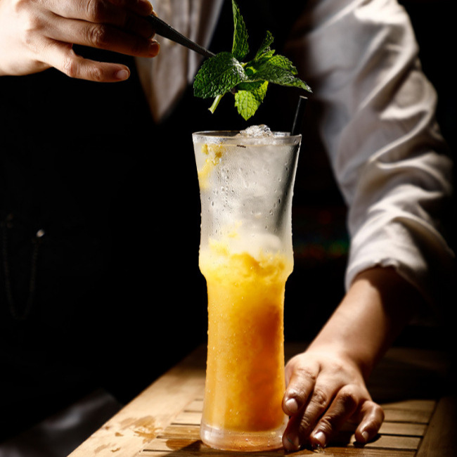 Bamboo joint glass cup, juice cup, milk tea cup, household water cup, milkshake beverage cup, cocktail cup, 500m full figure