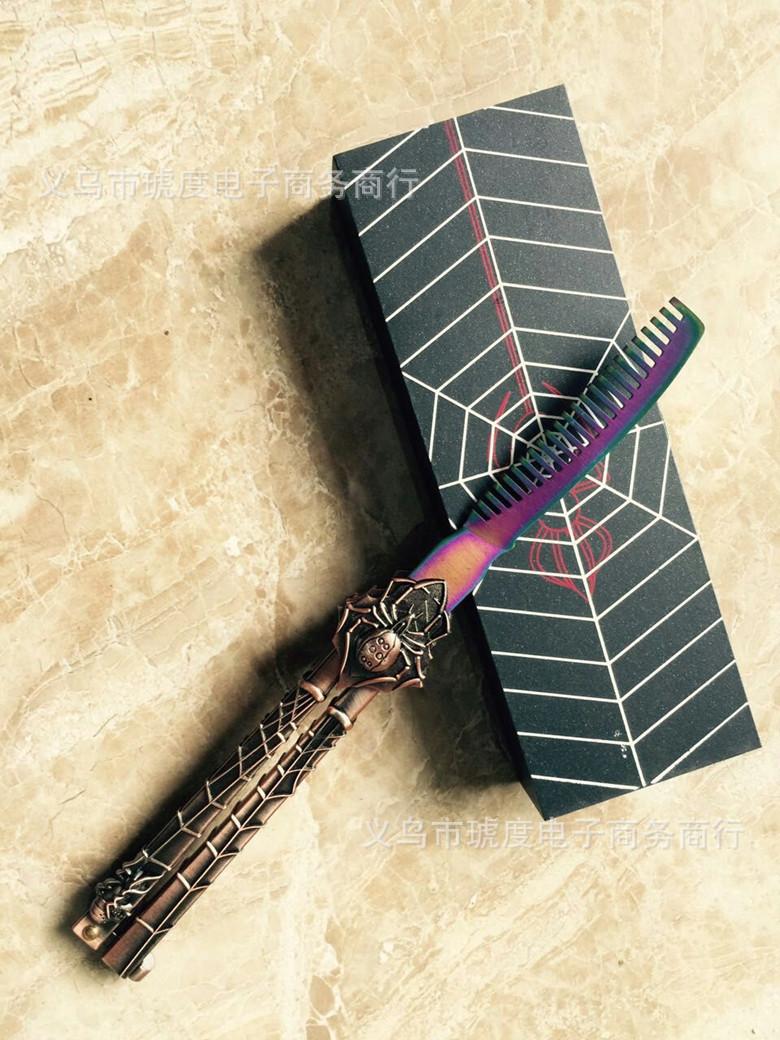 Black Widow Butterfly Knife, Spider Swing Knife, Colorful Blade Practice Tool, Unsharpened JL-50W Specification drawing