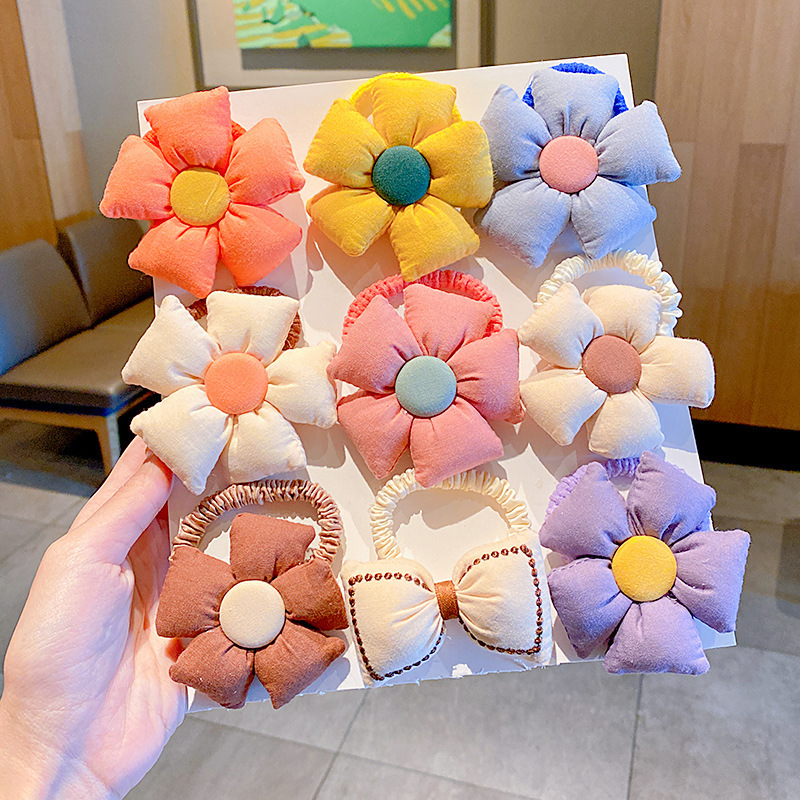 Candy-colored large flower children's hair accessory, large hair tie, popular new hair band, girls' high ponytail tied hair accessory Specification drawing