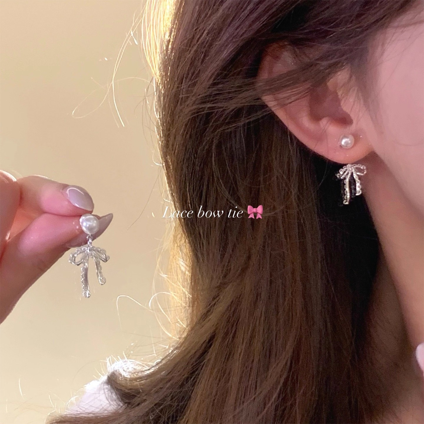 Exquisite bow pearl earrings for women, light luxury, niche and high-end style earrings, 2025 new style elegant earrings wholesale full figure