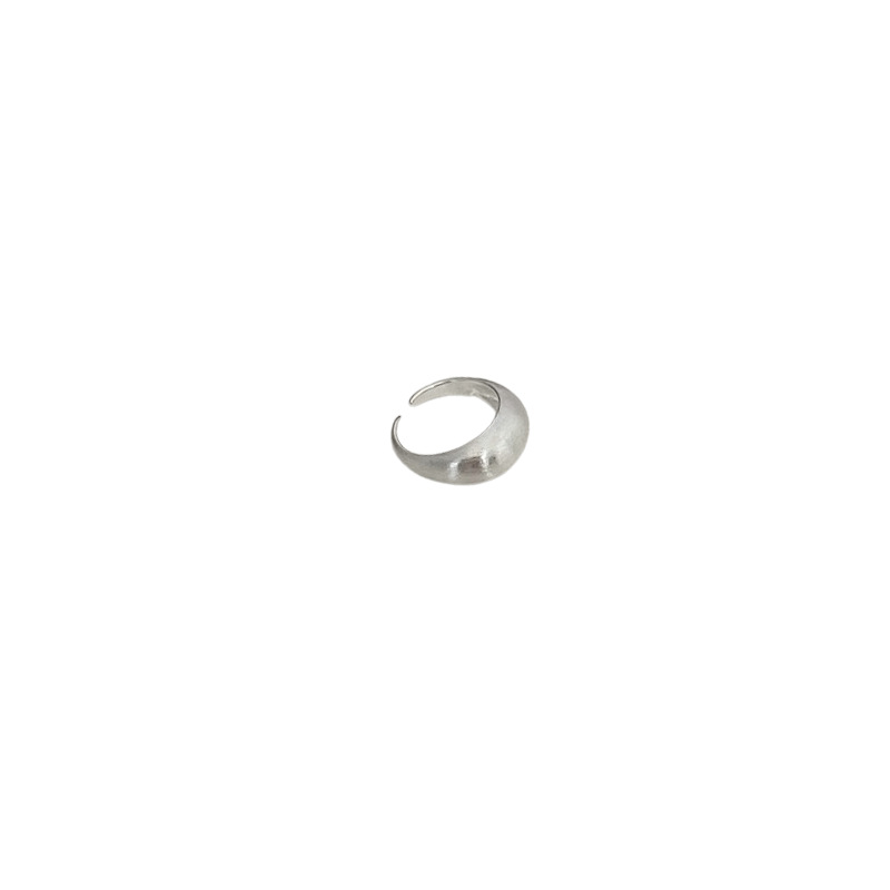 Matte silver brushed ring for women, simple and cold style, light luxury and high-end feel, index finger ring, niche design, exaggerated ring Item Picture