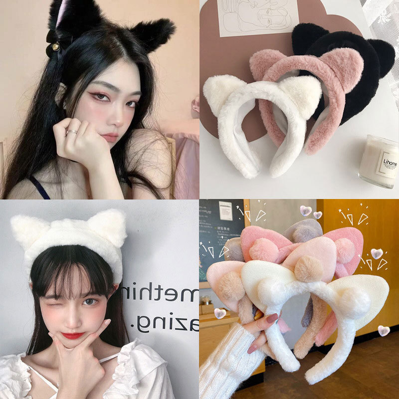 "Internet celebrity temperament, girlish heart, plush face wash, bangs, toiletry, hair band, hair accessories, headband, ear band, hair band manufacturer's style. full figure