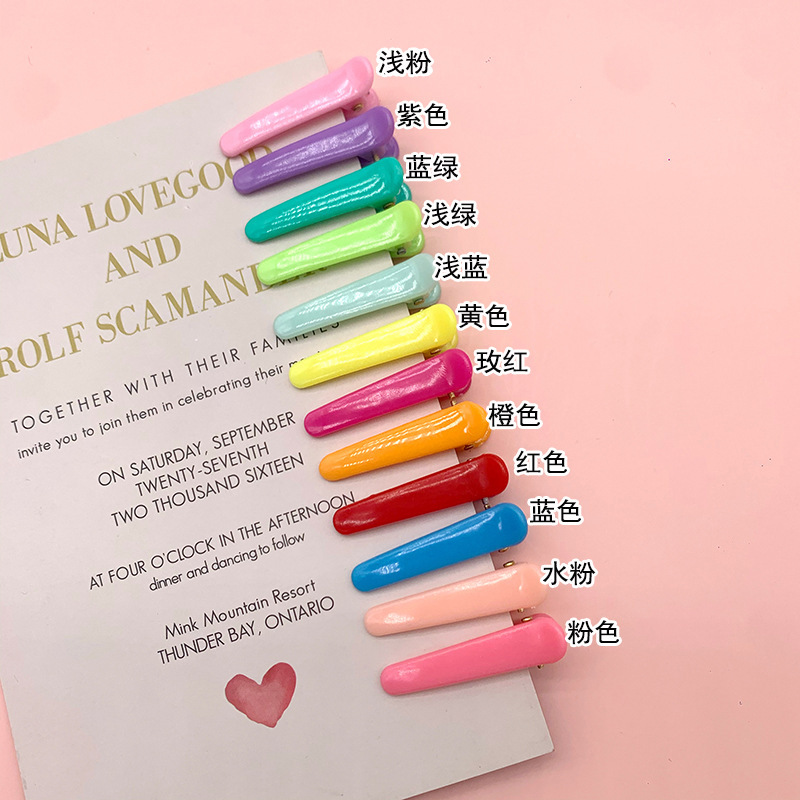 3.5cm plastic duckbill clip, candy-colored children's diy handmade hair clip, baby small hair clip, headwear and hair accessory details Picture