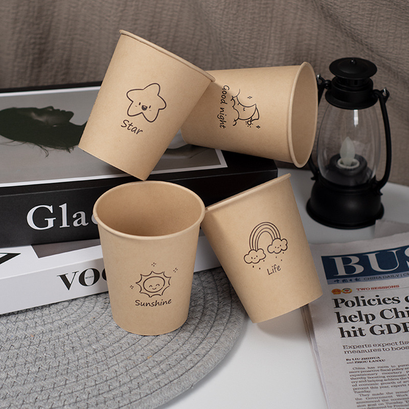 Wholesale of 50 disposable household food-grade bamboo fiber paper cups and commercial and office natural-color coffee cups Application Scenario