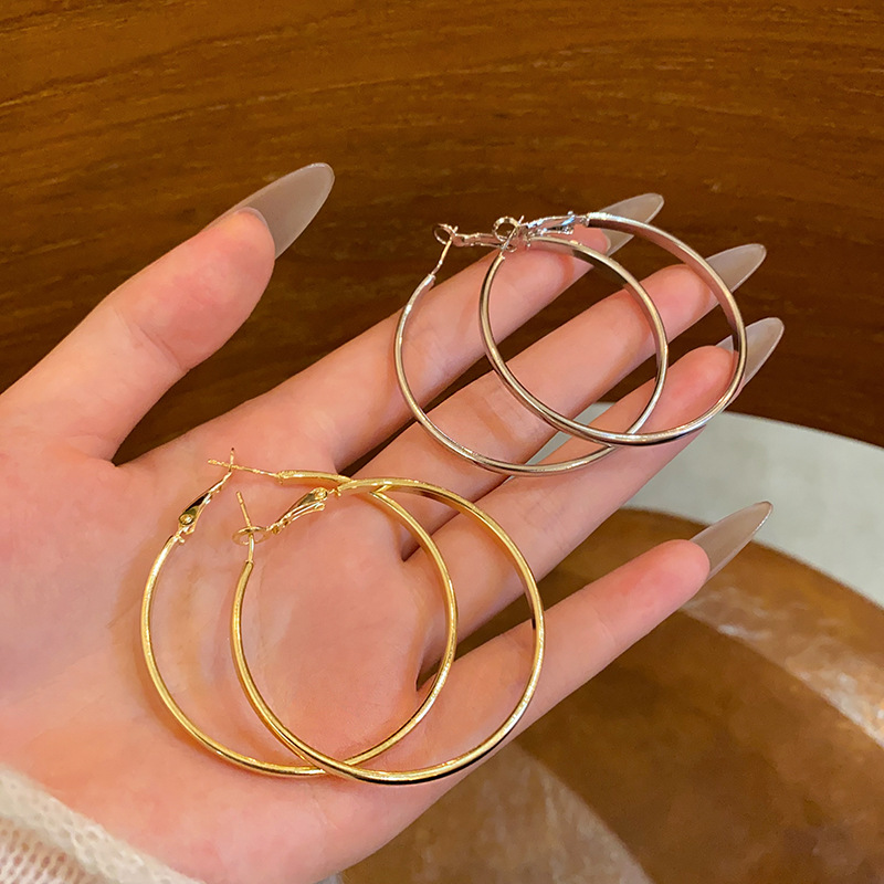 Cold and stylish ring ear earrings for women, European and American style, fashionable and elegant, high-end sense. Large plain ring earrings, a bestseller for women in 2025 full figure