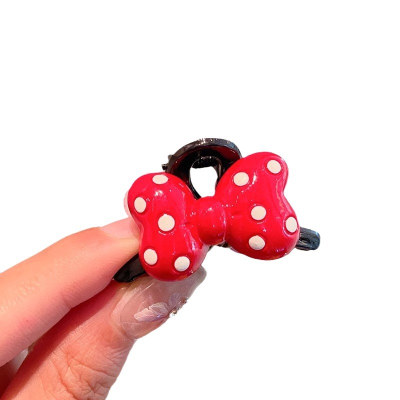 Polka dot red bow hair clip, princess head small scratch clip, side bangs clip on the forehead, broken hair bb clip, headwear for summer Item Picture