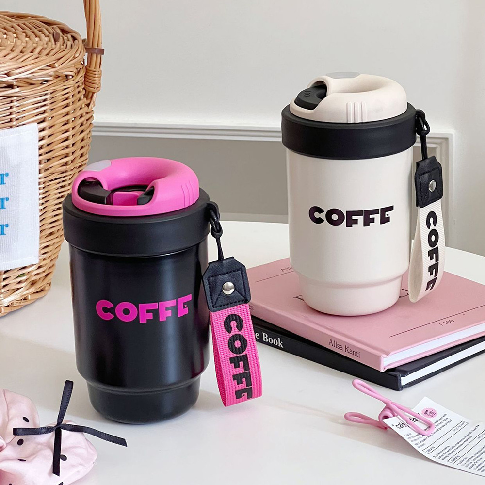 Simple stainless steel coffee cup, hand-held straw insulated cup, 316 portable couple girls' office double drinking cup Specification drawing