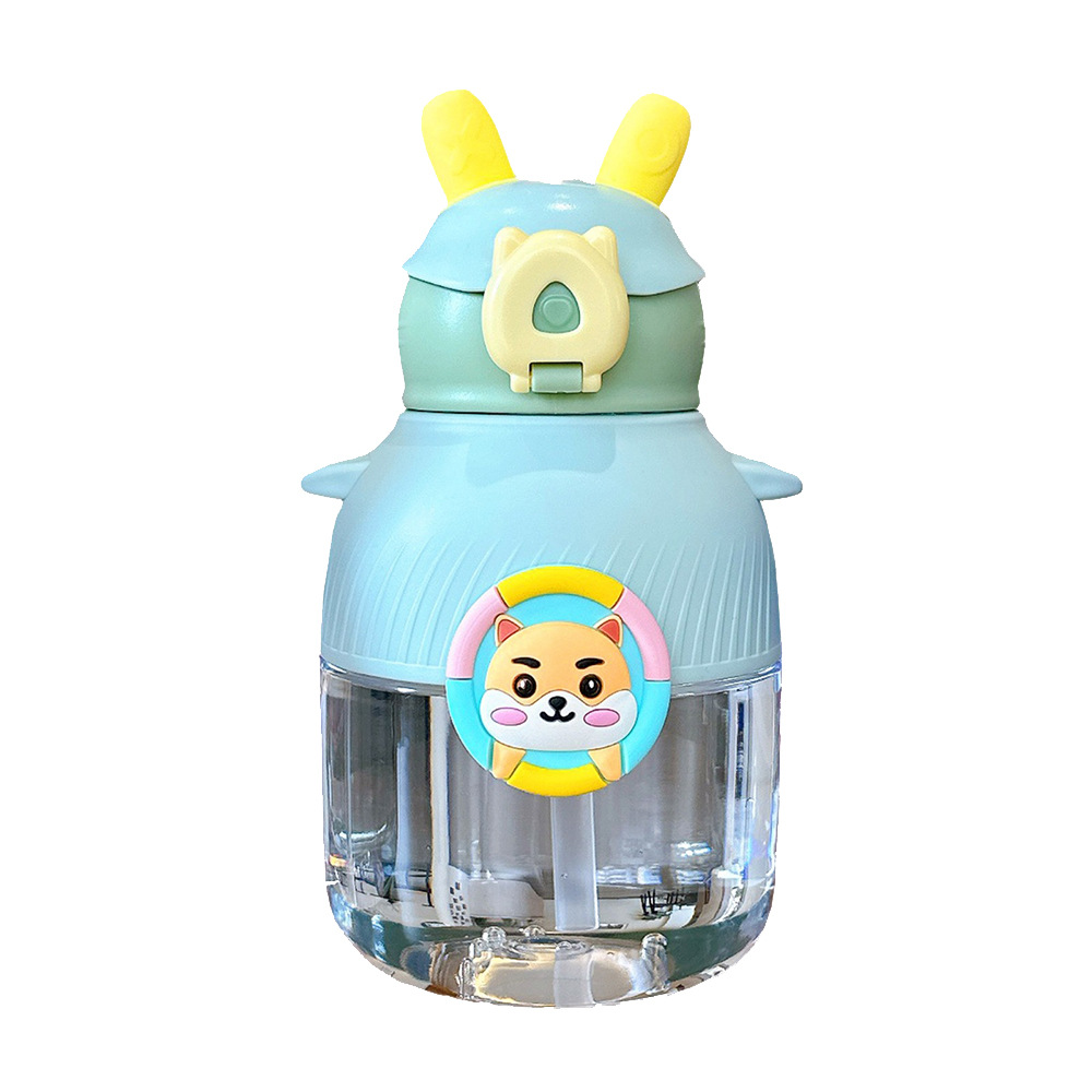 New children's straw cup with high appearance level cartoon straw cup, portable and cute plastic cup for students Item Picture