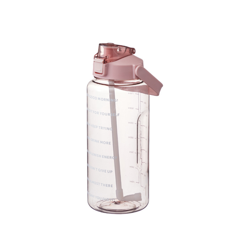 2000ML straw cup, plastic sports water cup, graduated water bottle, portable space cup, bouncy large-capacity water bottle Specification drawing