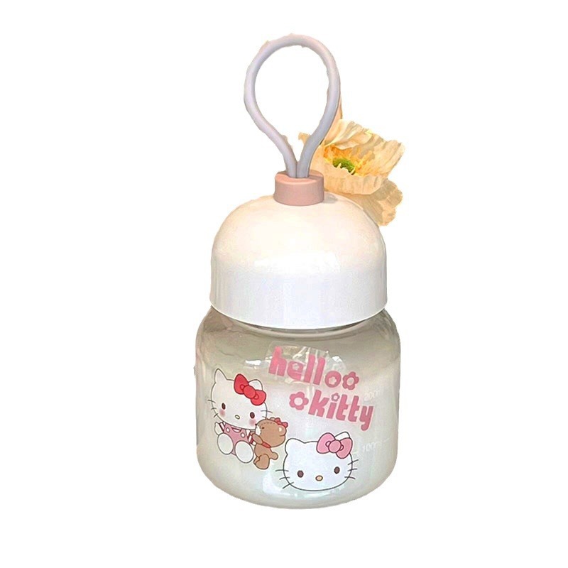 Small and handy water cup, Instagram cute sticker, girls' straw cup, portable mini plastic cup Item Picture