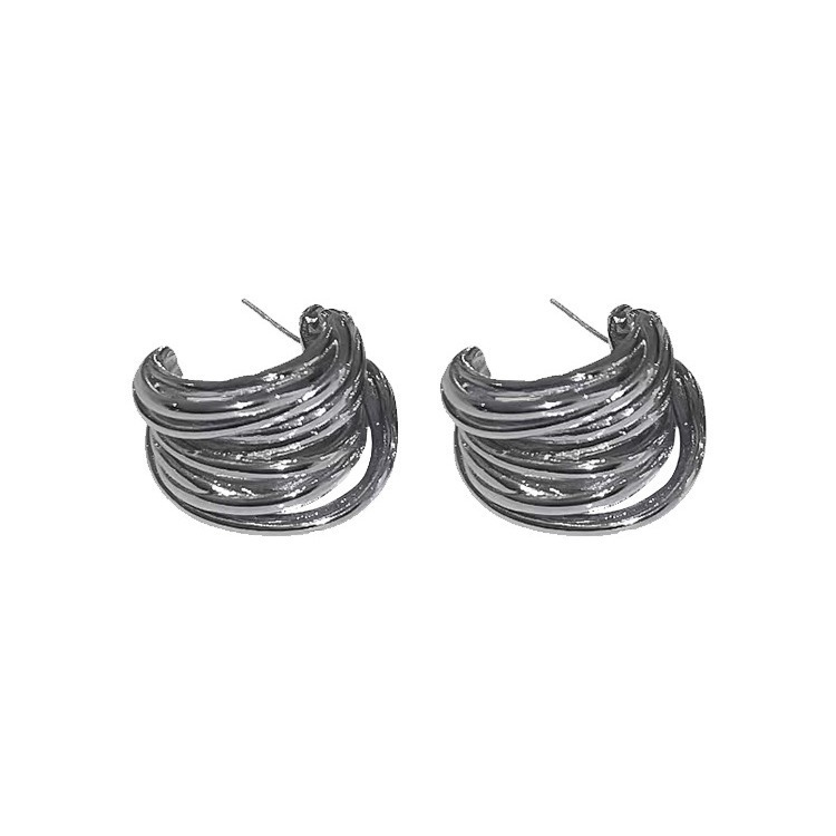 Wound C-shaped earrings with a niche design sense, high-end earrings, women's light luxury ear rings, Hong Kong-style ear studs, new trends in 2025 Item Picture