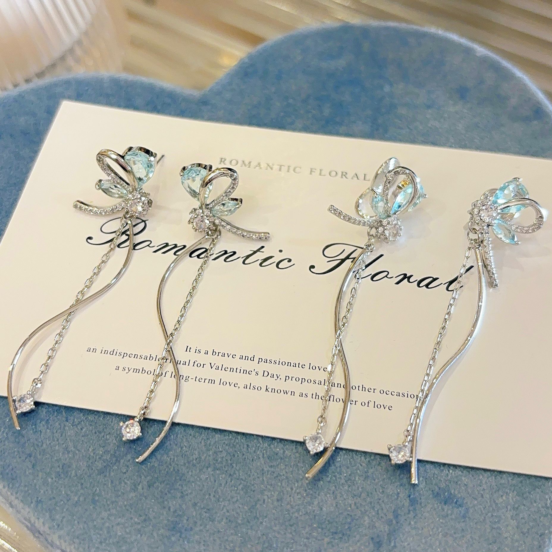 The super fairy butterfly tassel earrings exude a high-end feminine charm, exude a fashionable and light luxury style. The long stud earrings are versatile and are exquisite earrings that are popular among Internet celebrities details Picture