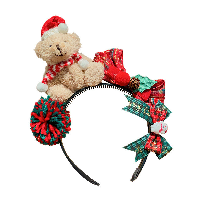 Cute Christmas reindeer headband for women, antler gingerbread man hairpin for washing face headband, autumn and winter plush hair accessory headwear Item Picture