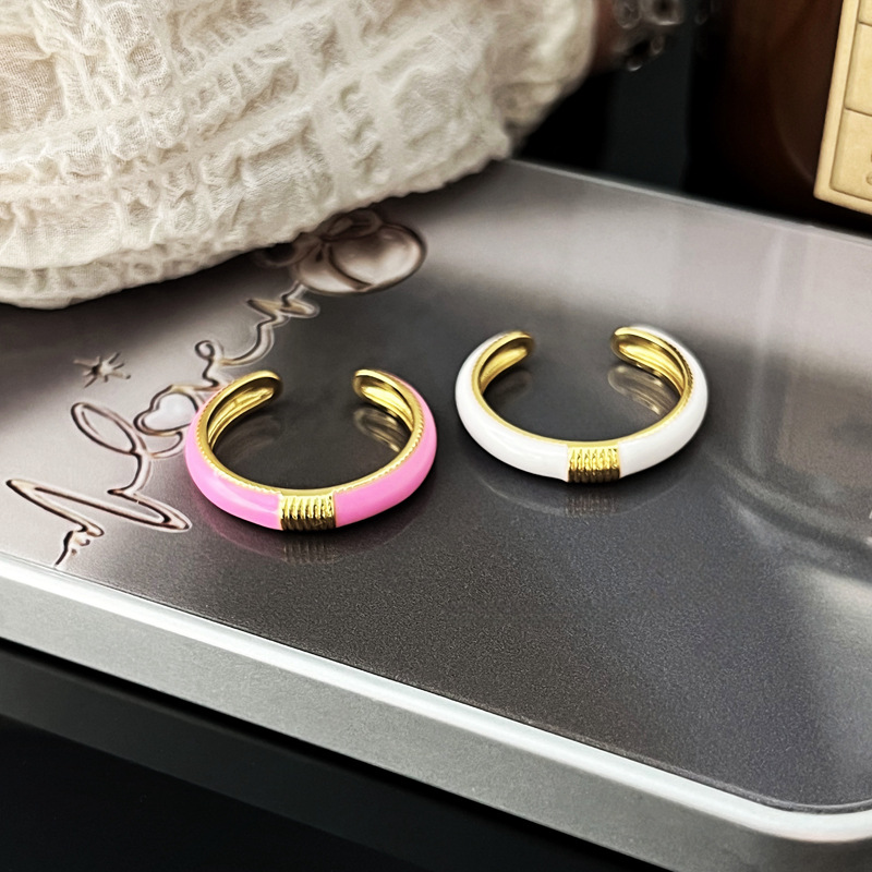 Korean-style exquisite layering, high-end drip glaze, fashionable open ring, women's niche, light luxury, simple and versatile ring Specification drawing
