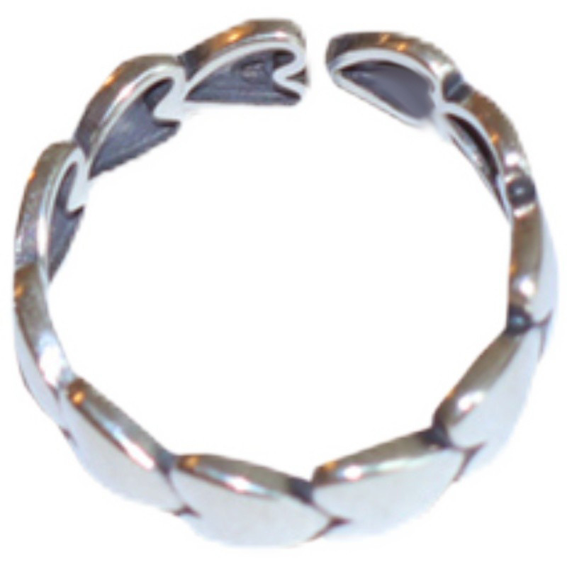 A new type of ring with a simple and unique Korean style, featuring a plain heart-shaped ring with an open mouth, and a cold and feminine cross-chain design Item Picture