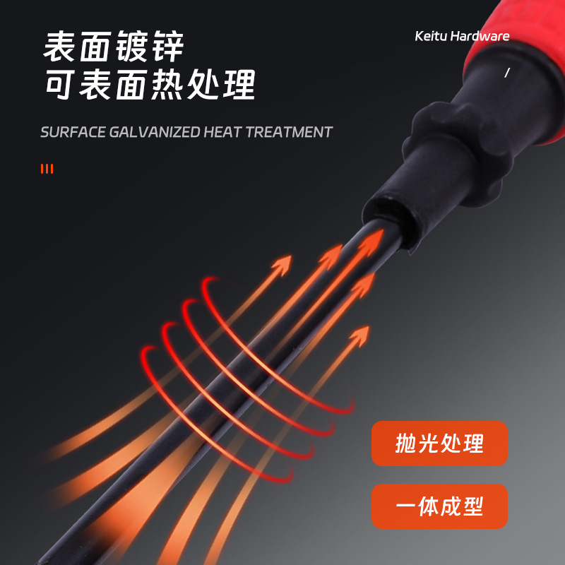 Factory direct supply of 3-inch flat-head screwdrivers, cross-head screwdrivers, screwdrivers, 45# steel red corn-handled hand grenade screwdrivers details Picture