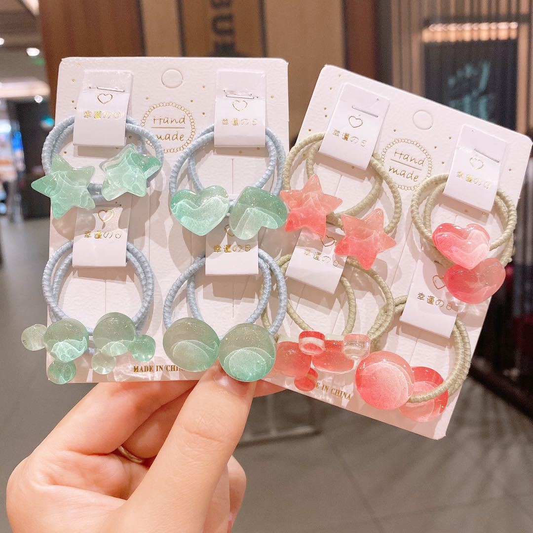 Korean version transparent and cute children's little rubber band princess headwear, simple hair tie, no damage to baby's hair, colorful headband details Picture