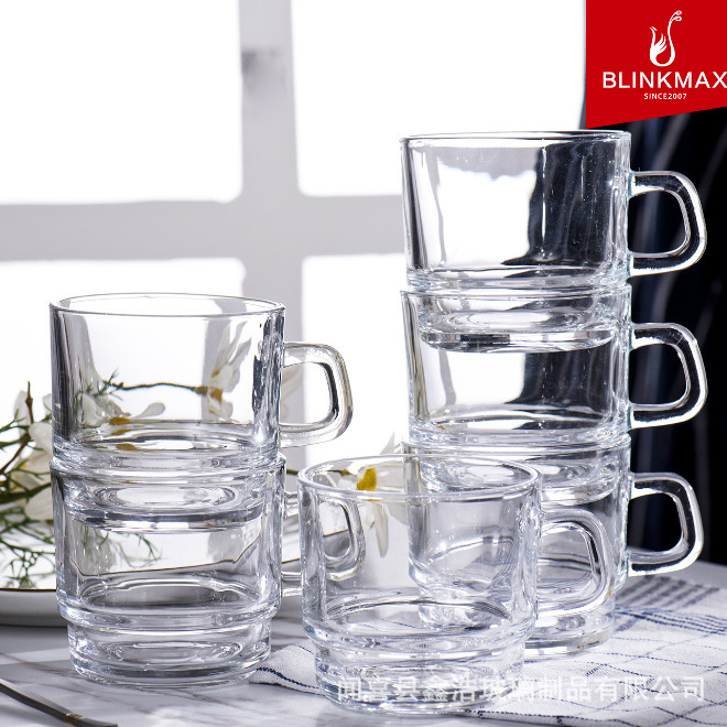Household glass water cups, coffee cups, small cups, transparent mugs, flower tea beverage cups, heat-resistant casual restaurant wholesale Specification drawing