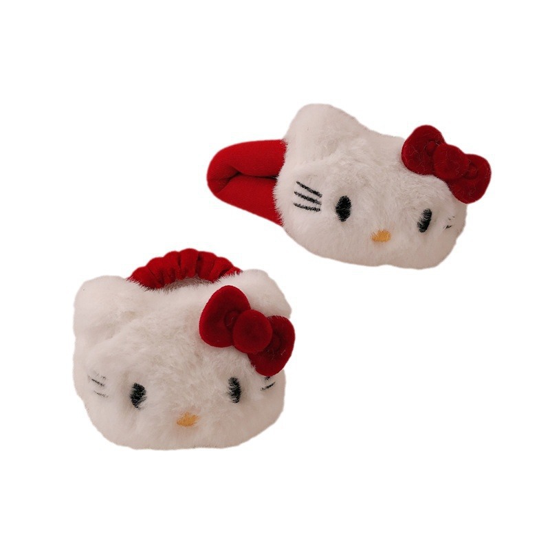 Red cartoon plush hair clip, female cat, large bow, bb clip, headwear, hair clip, side clip, hair clip, bangs clip Item Picture