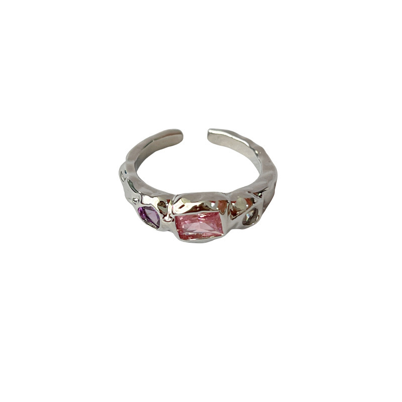 Retro natural stone tourmaline open ring, women's light luxury niche design, high-end index finger ring, fashionable and individual ring Item Picture