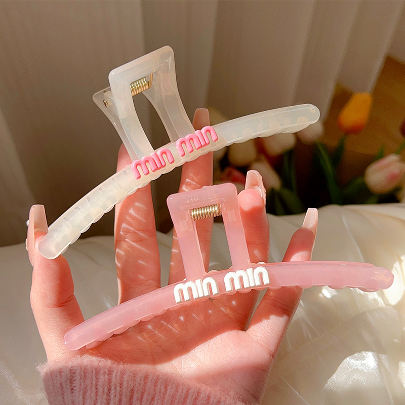 Jelly-colored sweet and girlish letter grabber, a new trendy shark clip for the back of the head with a large volume of hair in 2023 full figure