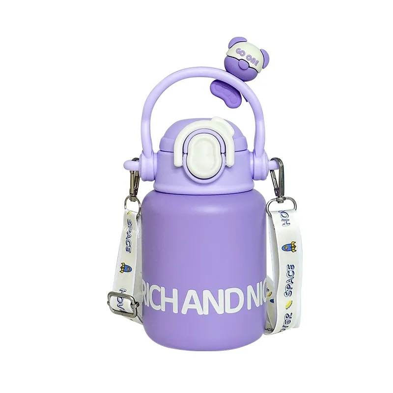 New cute insulated cups, creative figurines, cartoon straw cups, simple and portable couple stainless steel cups Item Picture