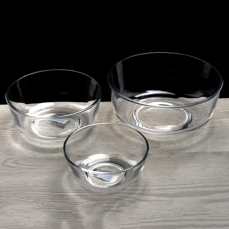 Thickened transparent glass bowl, ocean's same style fruit salad bowl, small and large soup bowl, dessert bowl, washbasin full figure