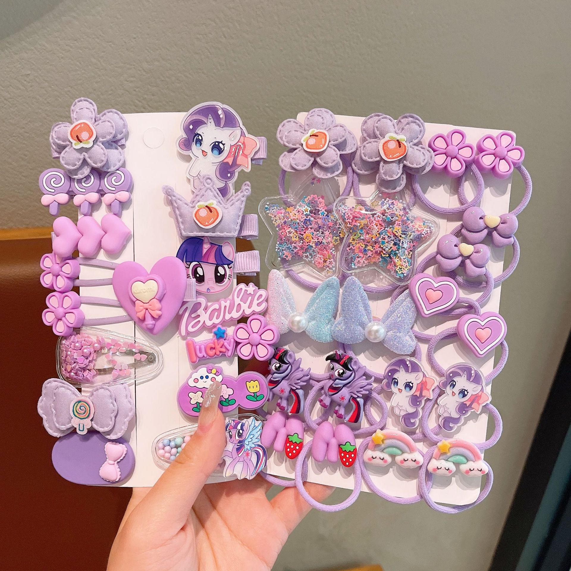 My Little Pony hair accessories, children's cute hair clips, girls' cartoon hair bands, hair ties, rubber bands, baby hair clips, girls' headwear details Picture