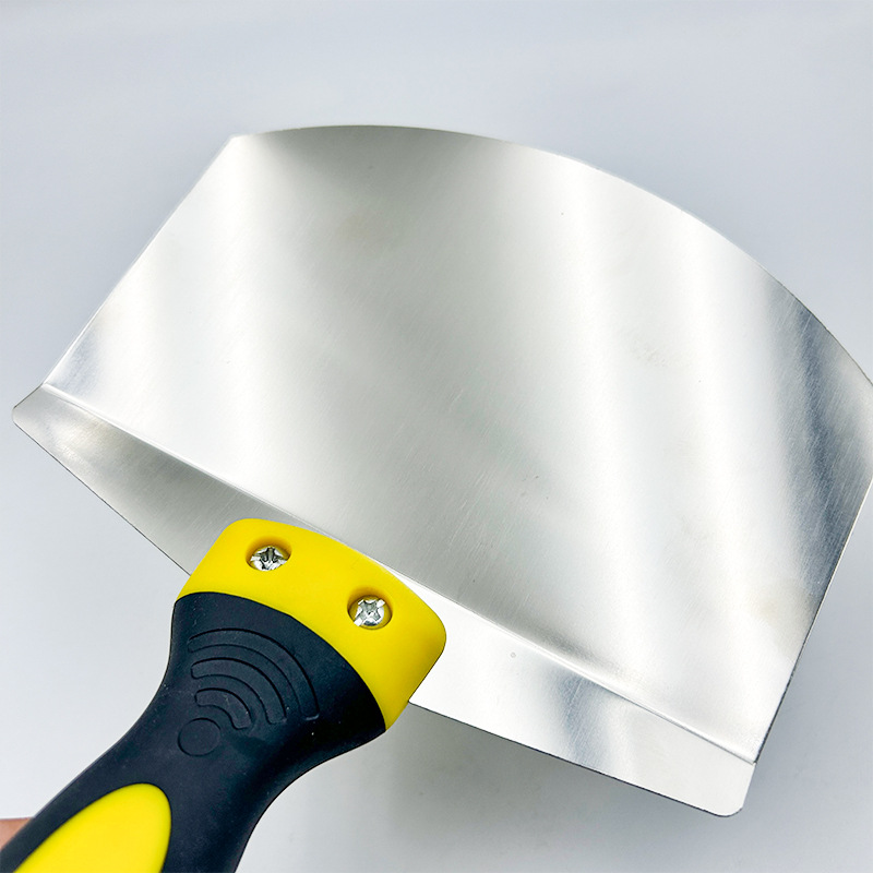 Stainless steel arc-shaped mortar scraper, fan-shaped trowel, scraper, mortar support board, oil mortar knife, wall plastering scraper, mortar support board, big white Specification drawing