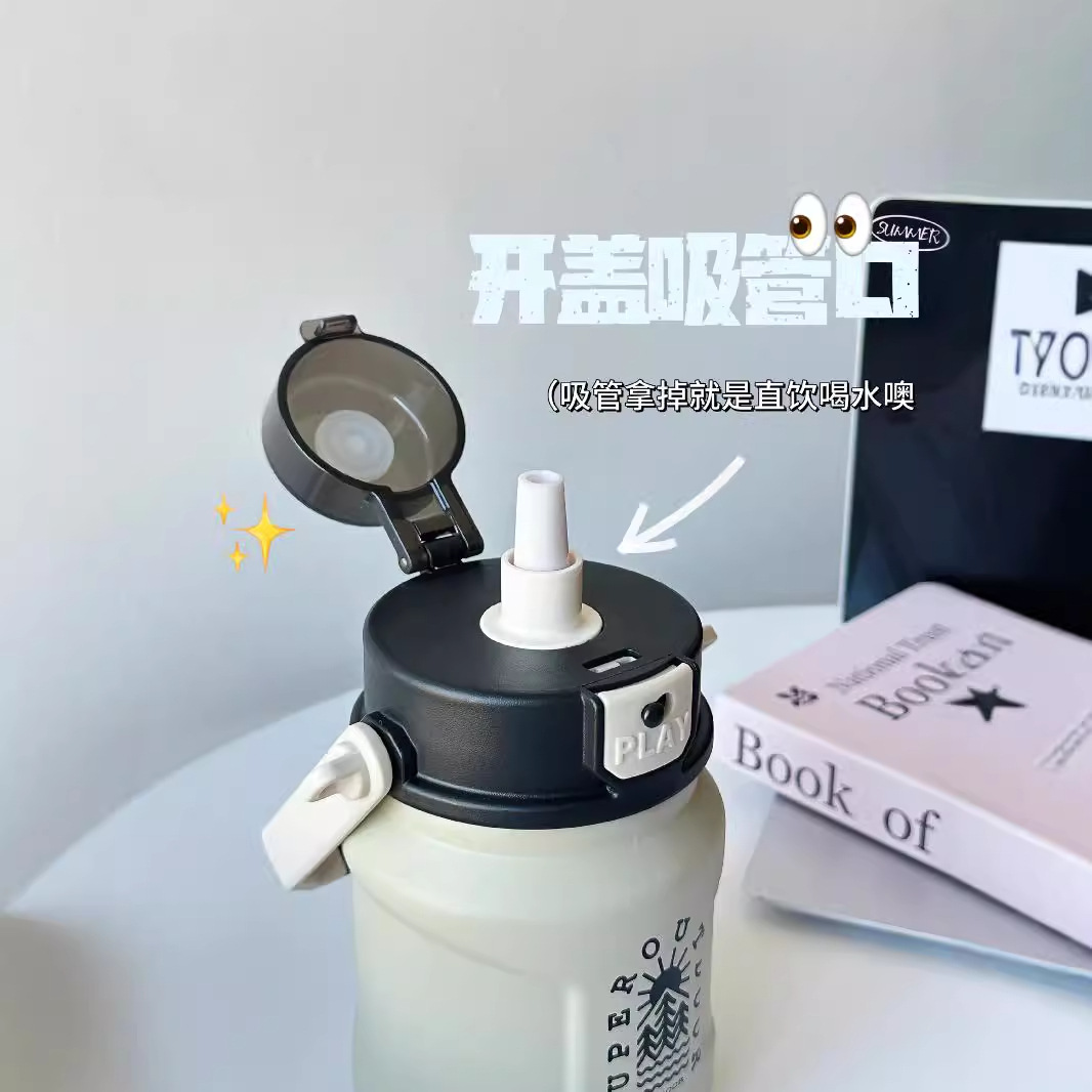 Large-capacity 316 stainless steel insulated cup, popular student, high appearance level, large-belted cup, men's and women's double drinking straw, ton ton pot details Picture