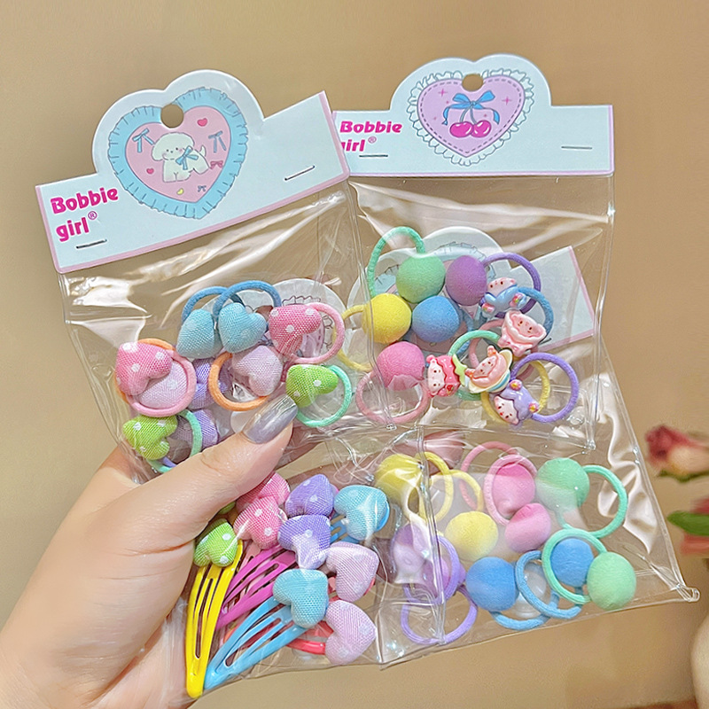 Colorful, sweet and cute little sugar bean star hair bands, children's heart-shaped side hair clips, baby hair ties, baby headbands full figure