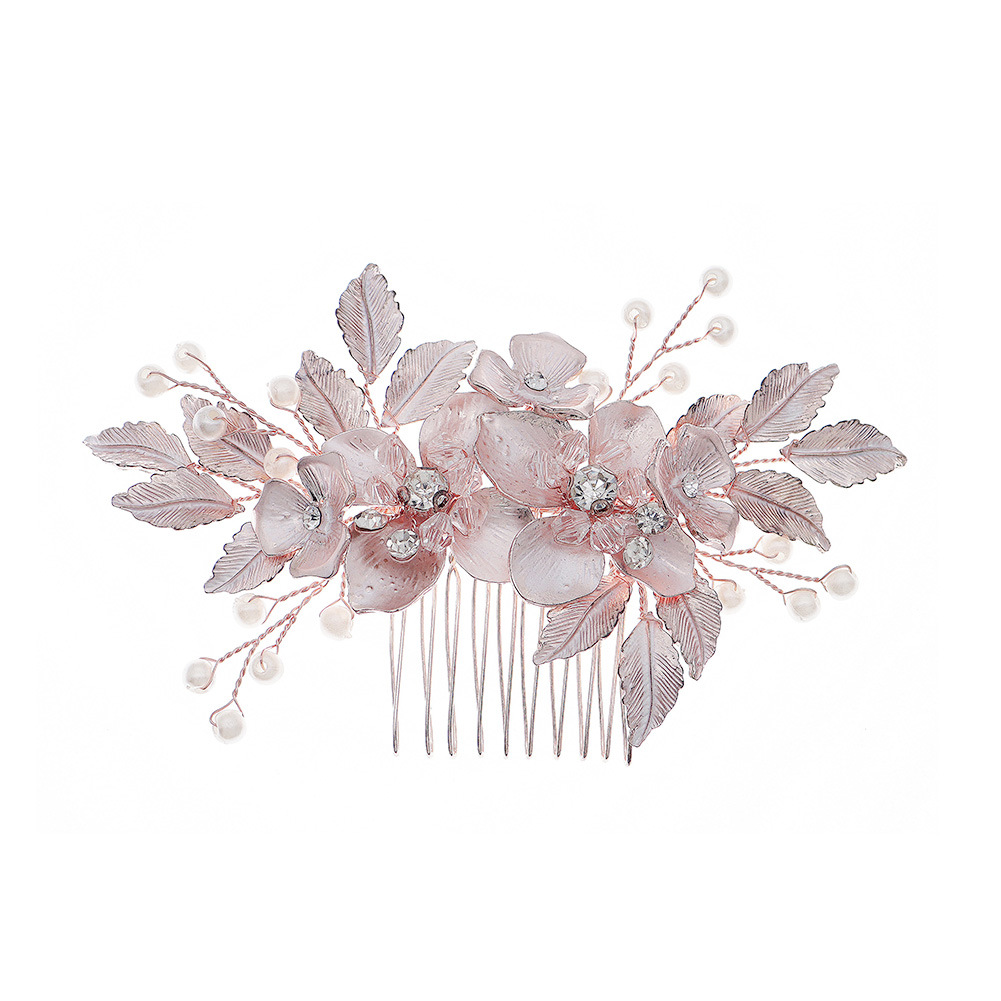 Japanese and Korean Samisen style wedding headwear, alloy flower hand-combed, bride's wedding dress, evening gown, updo and accessory Item Picture