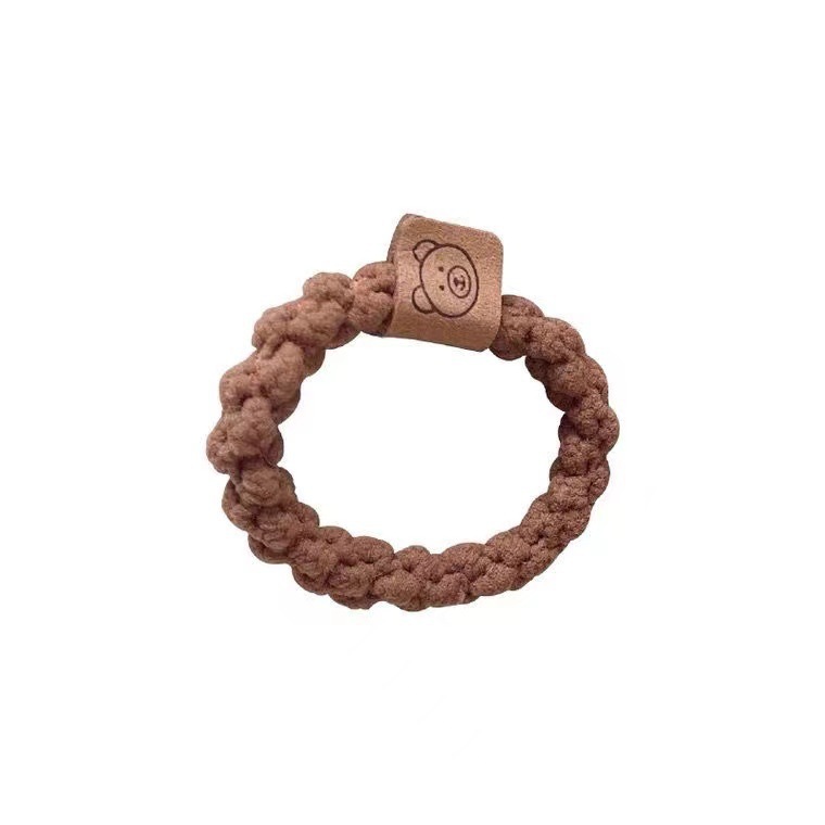 New style of leather band women's hair tie, high-elasticity and durable rubber band hair tie, black leather cover, no damage to hair Item Picture